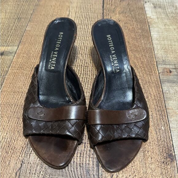 Bottega Veneta Woven Sandals Intrecciato Damier Leather Check Sz 38 US 8 COA - Picture 7 of 16